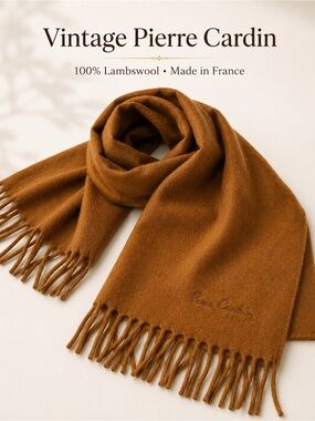 Vintage Pierre Cardin Paris 100% Lambswool Scarf - Made in France